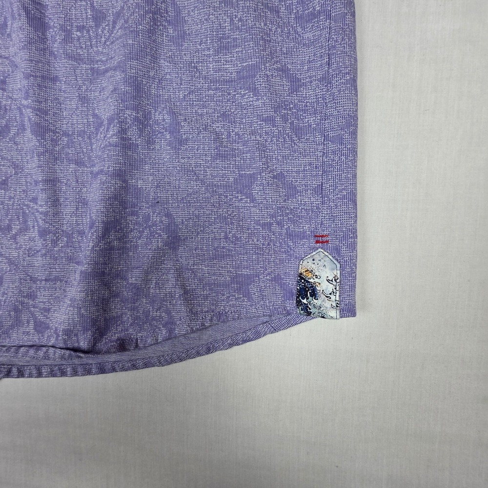 Au Noir Mercerized Cotton Button Down Shirt Mens 2XL Purple Floral Flip Cuffs - Picture 11 of 16